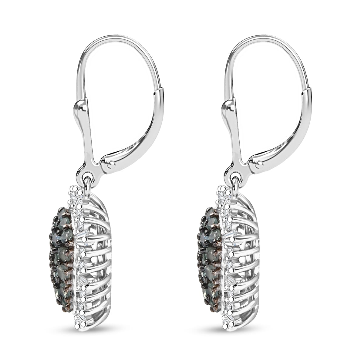 Narsipatnam Alexandrite and Moissanite 2.60 ctw Spray Look Earrings in Rhodium Over Sterling Silver image number 3