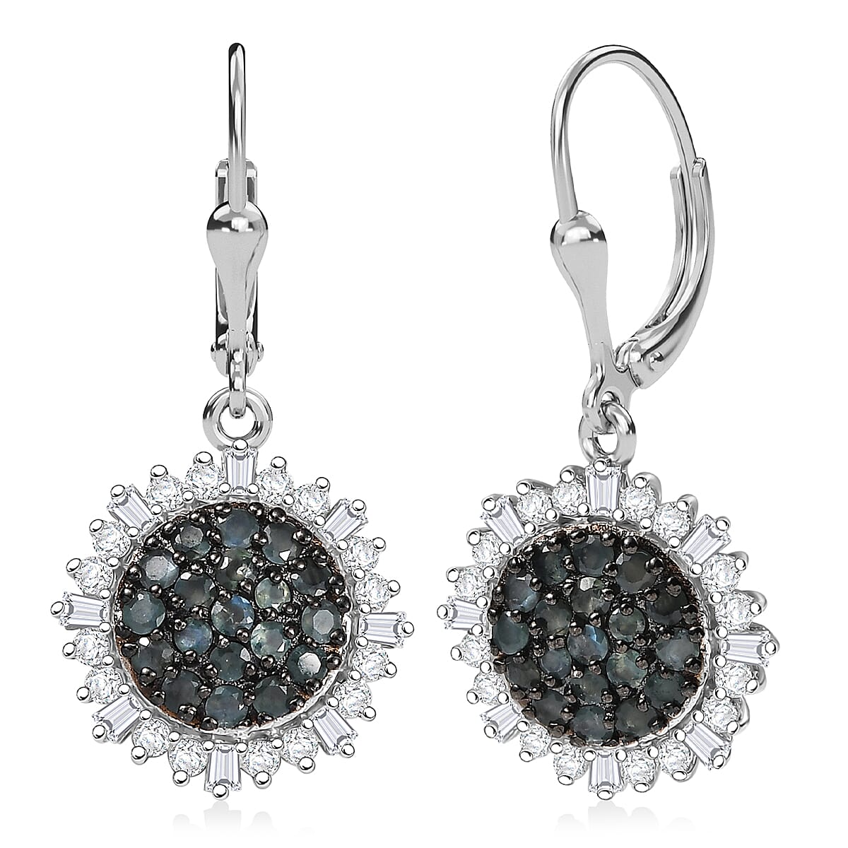 Narsipatnam Alexandrite and Moissanite 2.70 ctw Spray Look Earrings in Rhodium Over Sterling Silver image number 0
