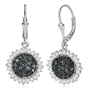 Narsipatnam Alexandrite and Moissanite 2.70 ctw Spray Look Earrings in Rhodium Over Sterling Silver