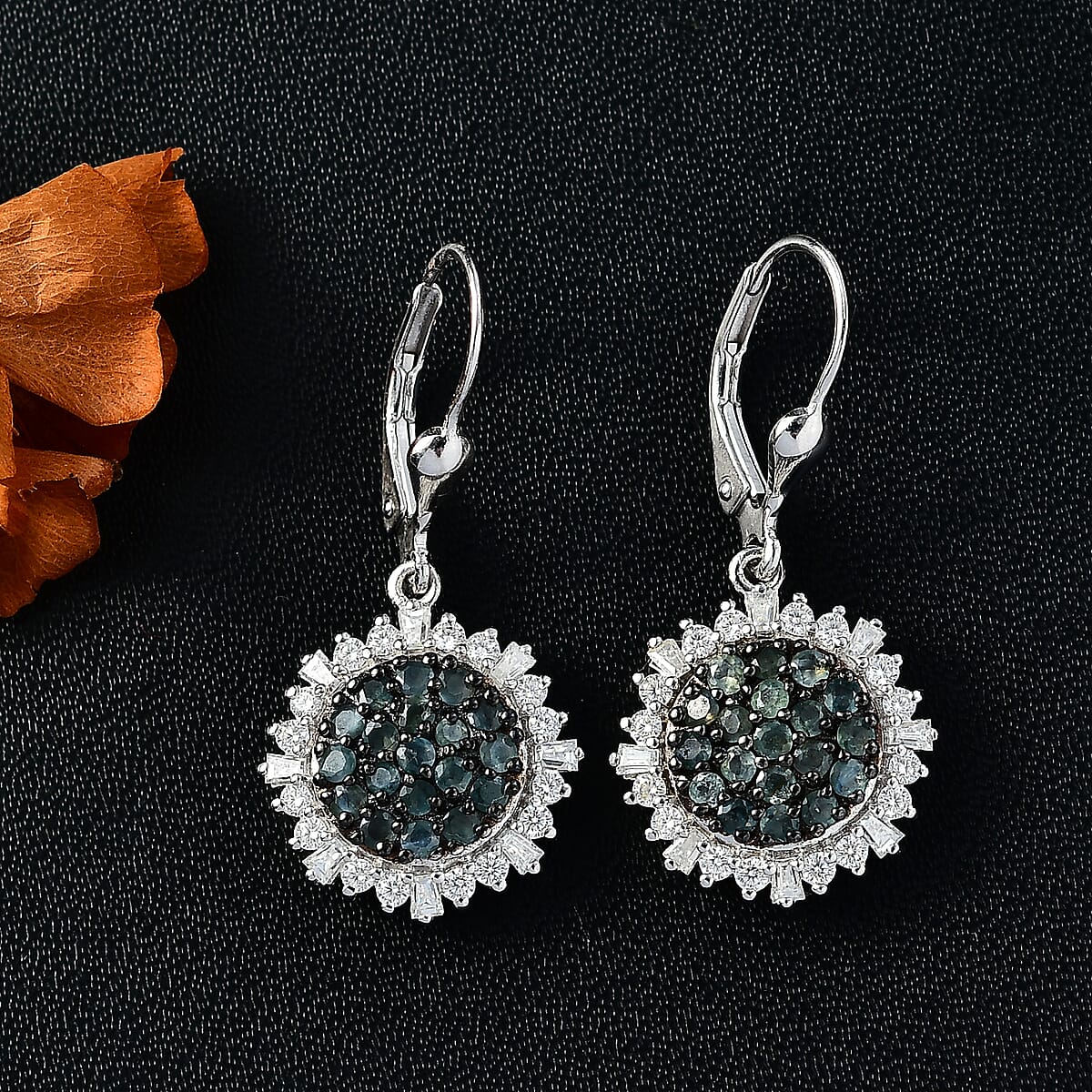 Narsipatnam Alexandrite and Moissanite 2.70 ctw Spray Look Earrings in Rhodium Over Sterling Silver image number 1