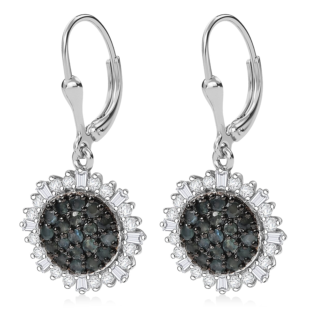 Narsipatnam Alexandrite and Moissanite 2.70 ctw Spray Look Earrings in Rhodium Over Sterling Silver image number 3