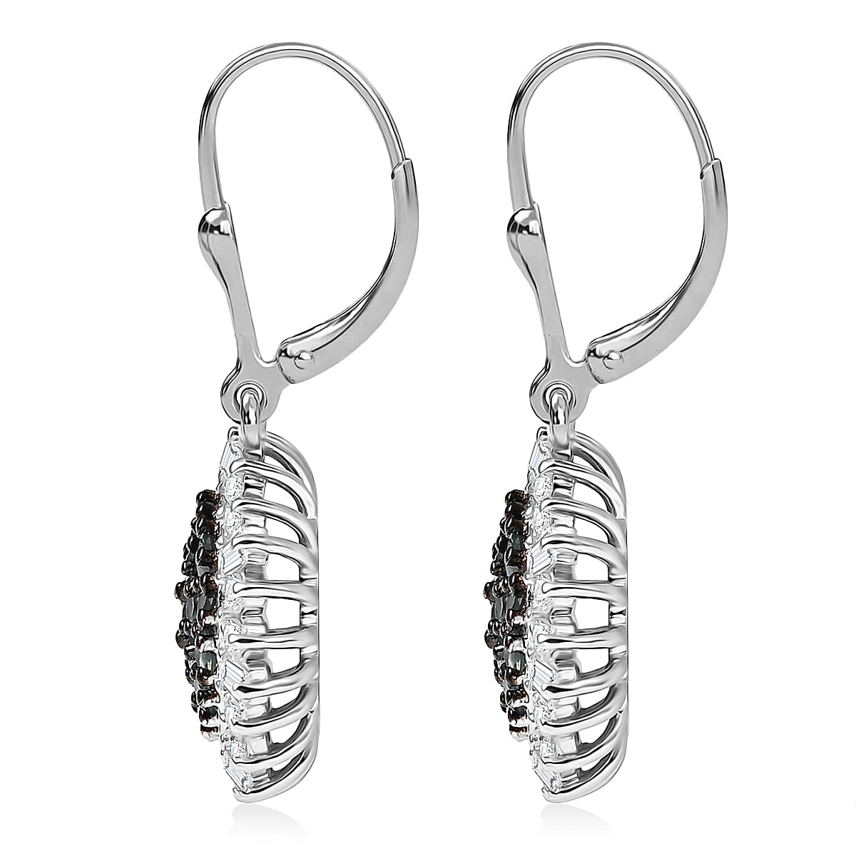 Narsipatnam Alexandrite and Moissanite 2.70 ctw Spray Look Earrings in Rhodium Over Sterling Silver image number 4