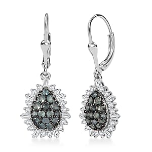 Narsipatnam Alexandrite and Moissanite 2.00 ctw Spray Look Earrings in Rhodium Over Sterling Silver