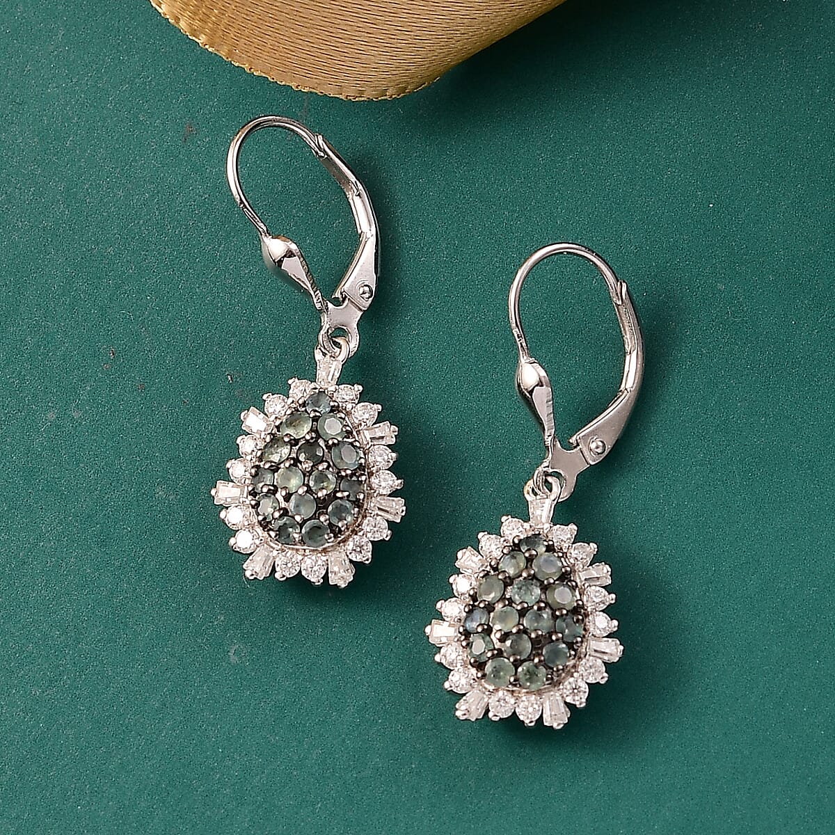 Narsipatnam Alexandrite and Moissanite 2.00 ctw Spray Look Earrings in Rhodium Over Sterling Silver image number 1