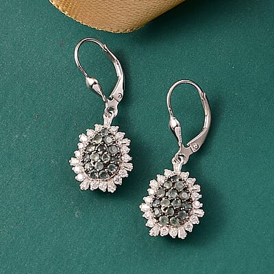 D'Joy Narsipatnam Alexandrite and Moissanite 2.00 ctw Spray Look Earrings in Rhodium Over Sterling Silver