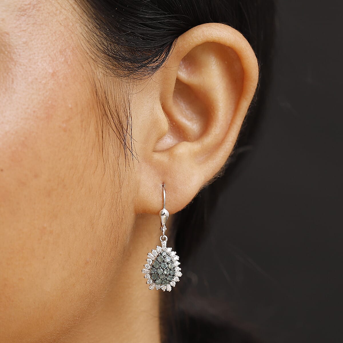 Narsipatnam Alexandrite and Moissanite 2.00 ctw Spray Look Earrings in Rhodium Over Sterling Silver image number 2