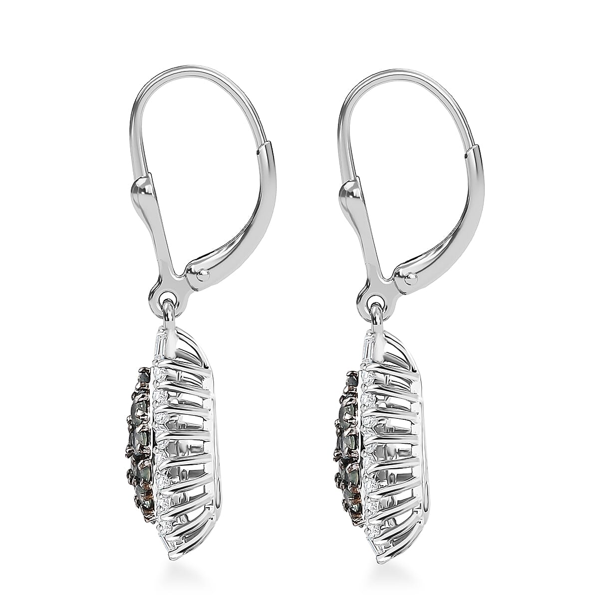 Narsipatnam Alexandrite and Moissanite 2.00 ctw Spray Look Earrings in Rhodium Over Sterling Silver image number 3