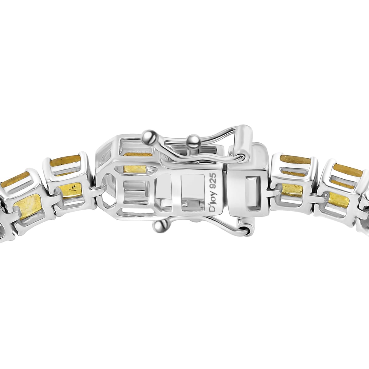 Asscher Cut Yellow Sapphire (FF) 18.10 ctw Serene Harmony Bracelet in Rhodium Over Sterling Silver (6.50 In) image number 3
