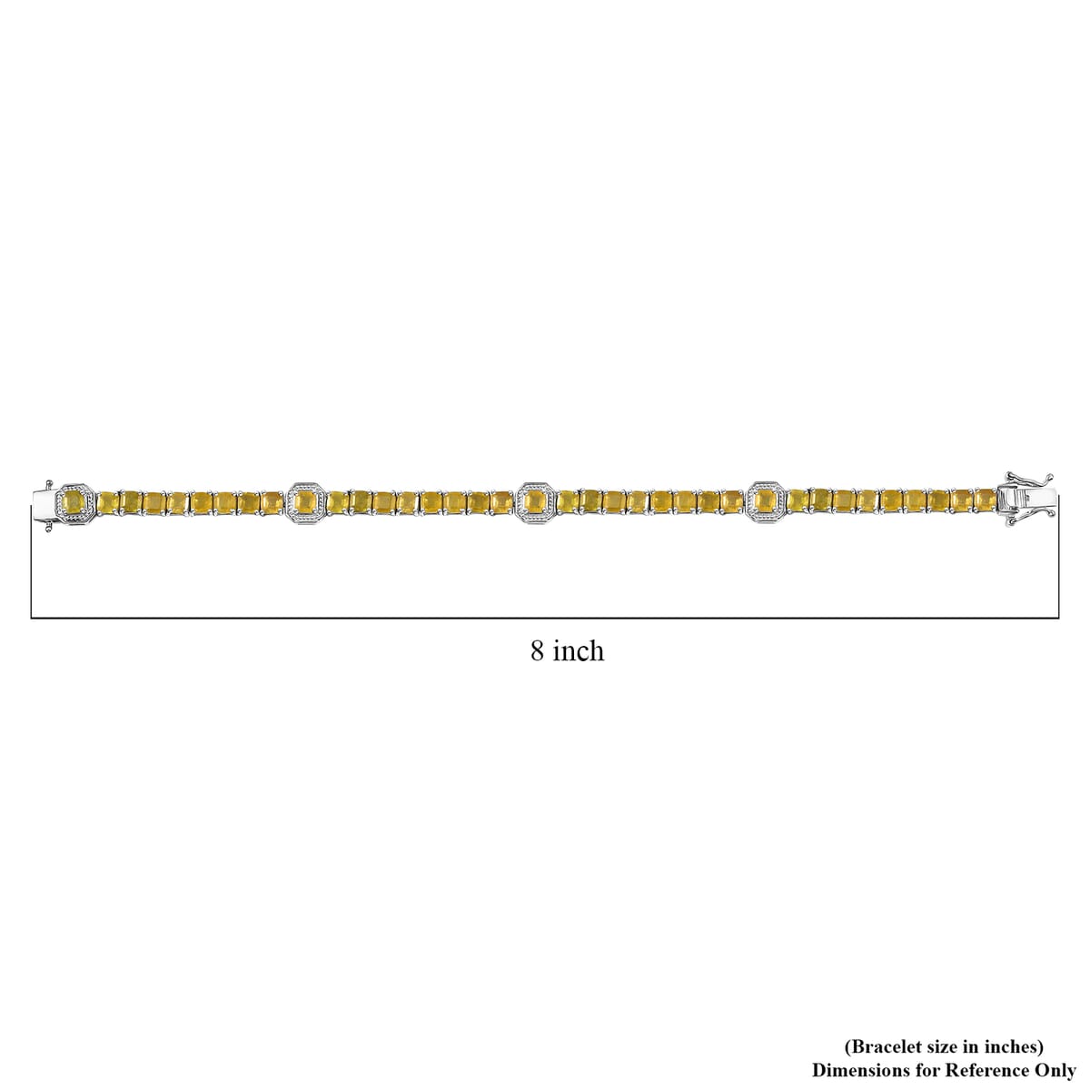 Asscher Cut Yellow Sapphire (FF) 20.35 ctw Serene Harmony Bracelet in Rhodium Over Sterling Silver (7.25 In) image number 4
