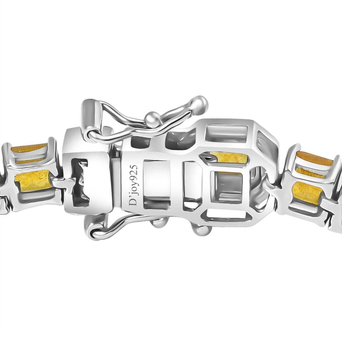 Asscher Cut Yellow Sapphire (FF) 20.70 ctw Serene Harmony Bracelet in Rhodium Over Sterling Silver (8.00 In) image number 3