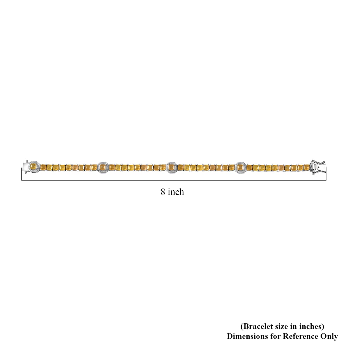 Asscher Cut Yellow Sapphire (FF) 20.70 ctw Serene Harmony Bracelet in Rhodium Over Sterling Silver (8.00 In) image number 4