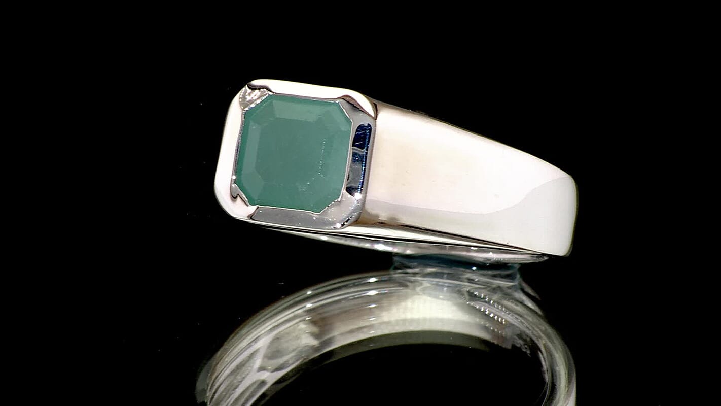 Grandidierite 1.75 ctw Men's Ring in Rhodium Over Sterling Silver