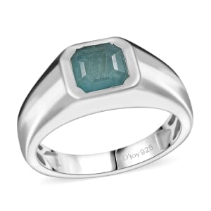 Grandidierite 1.75 ctw Men's Ring in Rhodium Over Sterling Silver (Size 14.0)