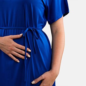 Tamsy Blue Midi Dress with Removable Waist Tie - US Medium