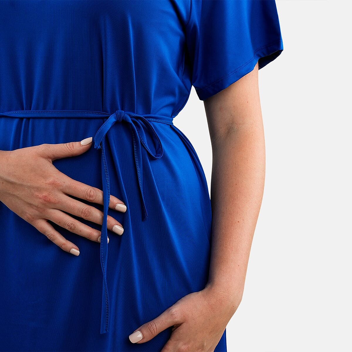 Tamsy Blue Midi Dress with Removable Waist Tie - US Large image number 3