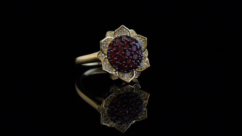 Karis Mozambique Garnet and White Zircon 1.20 ctw Lotus Flower Ring in 18K Yellow Gold Plated (Size 10.0)