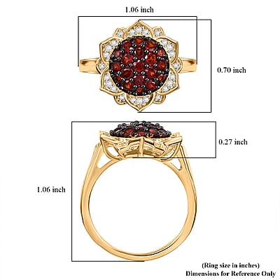 Karis Mozambique Garnet and White Zircon 1.20 ctw Lotus Flower Ring in 18K Yellow Gold Plated (Size 10.0)