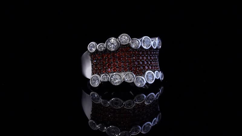 Karis Premium Mozambique Garnet and White Zircon 1.70 ctw Bubbles Ring in Platinum Bond (Size 10.0)