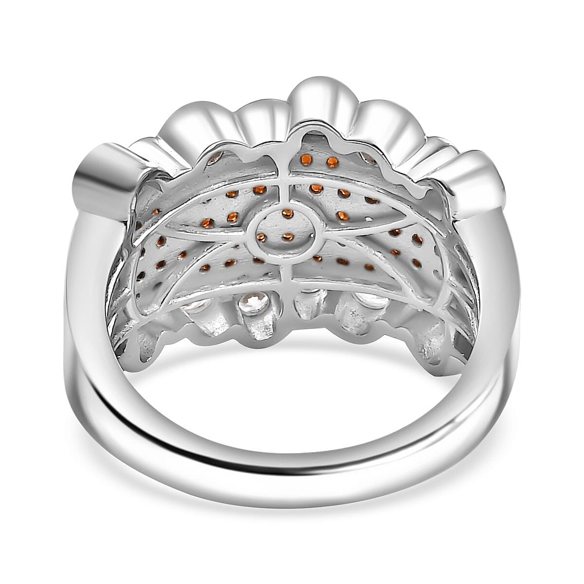 Karis Premium Mozambique Garnet and White Zircon 1.70 ctw Bubbles Ring in Platinum Bond (Size 10.0)
