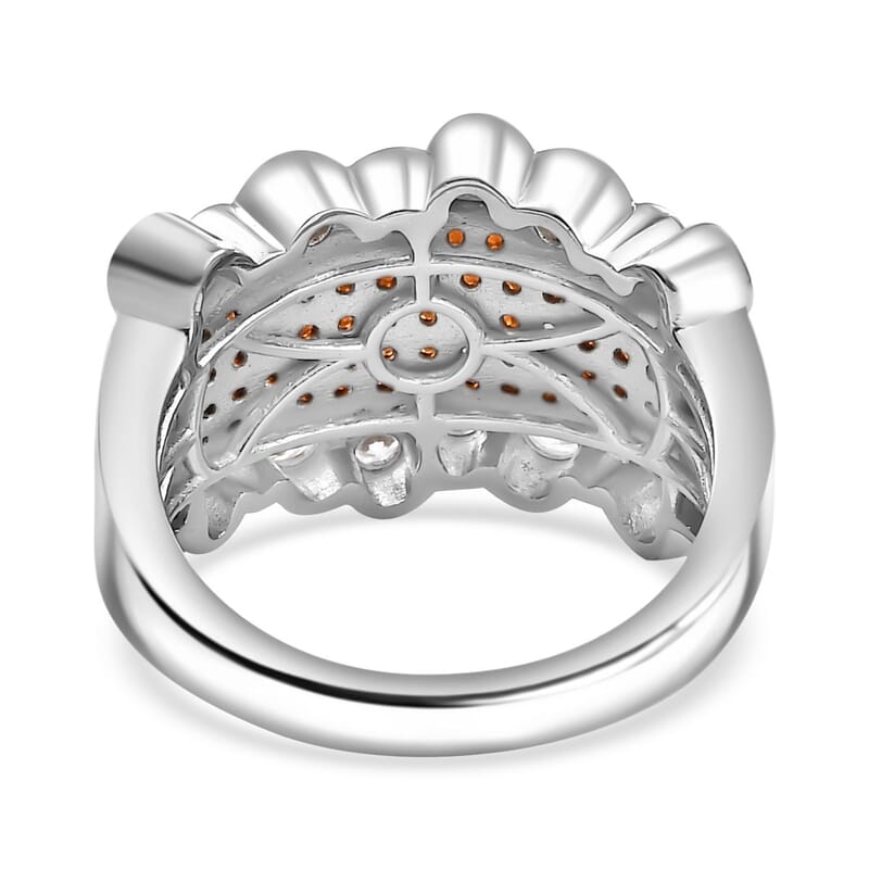 Karis Premium Mozambique Garnet and White Zircon 1.70 ctw Bubbles Ring in Platinum Bond (Size 10.0)
