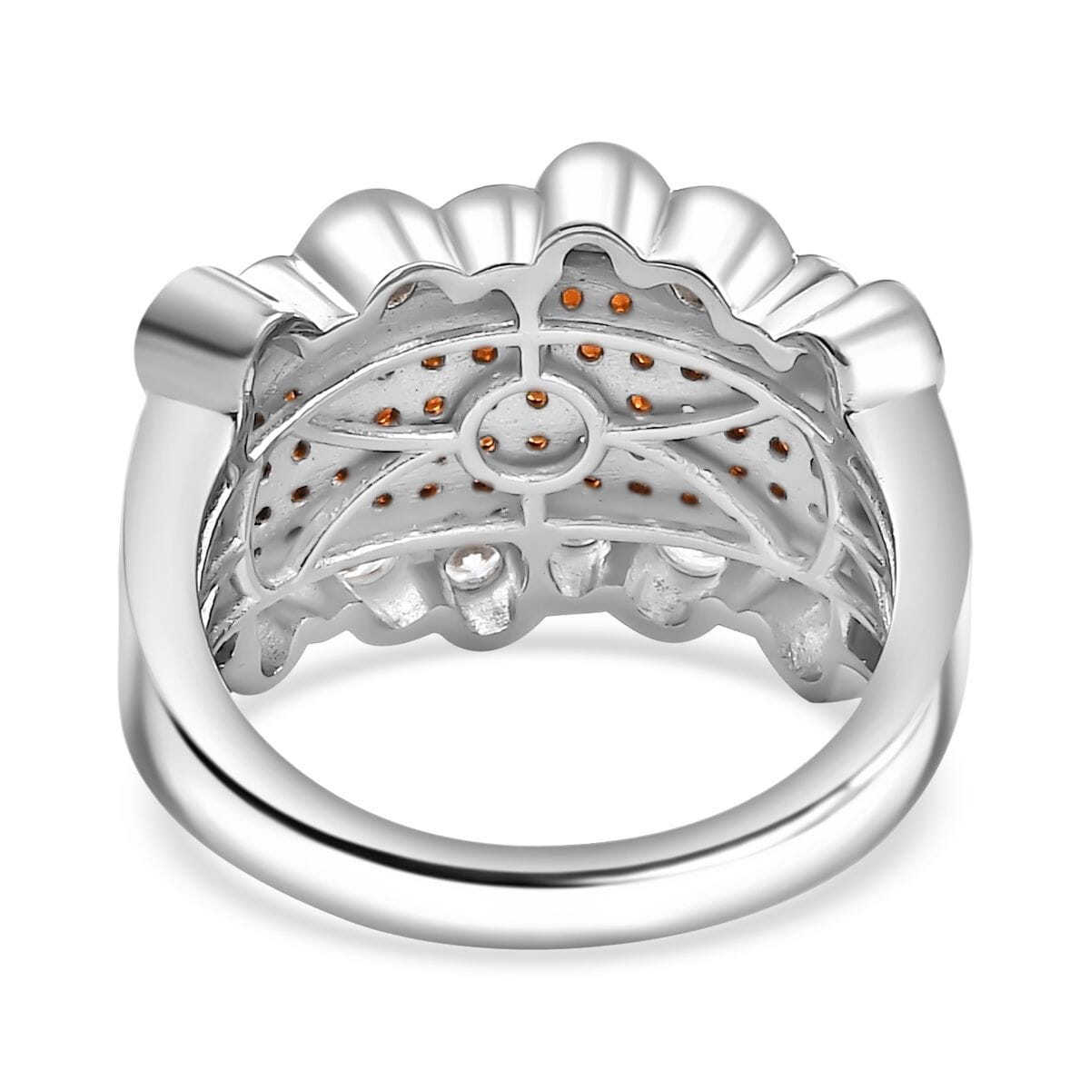 Karis Premium Mozambique Garnet and White Zircon 1.70 ctw Bubbles Ring in Platinum Bond (Size 5.0) image number 4