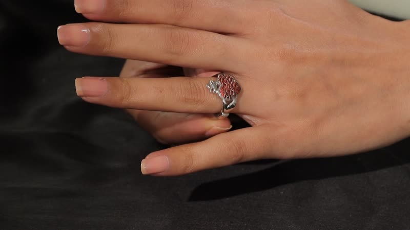 Premium Mozambique Garnet 0.80 ctw Claddagh Ring in Rhodium Over Sterling Silver (Size 10.0)