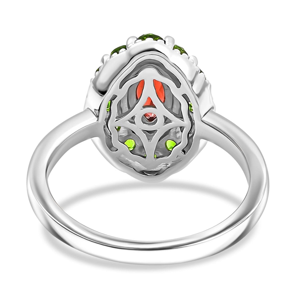 Premium Mozambique Garnet and Chrome Diopside 1.60 ctw Ring in Rhodium Over Sterling Silver (Size 8.0) image number 4