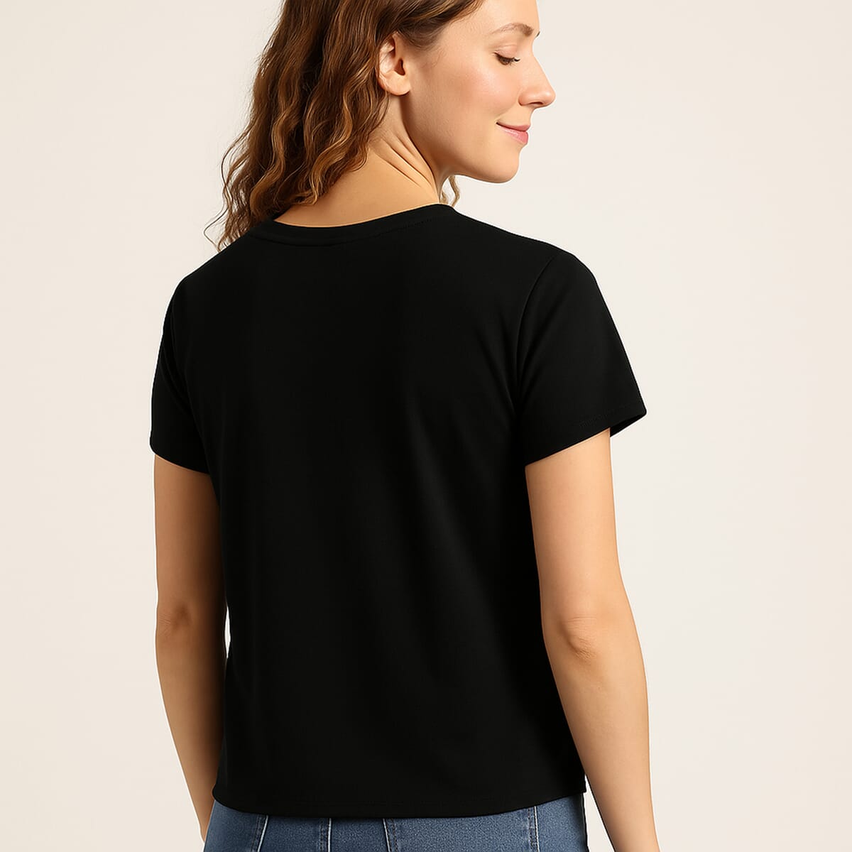 Black Swan Crystal Bejeweled and Lace Short Sleeve Shirt - One Size Fits Most image number 2