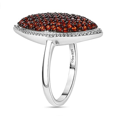 D'Joy Premium Mozambique Garnet 1.00 ctw Scarlet Radiance Ring in Rhodium Over Sterling Silver (Size 10.0)