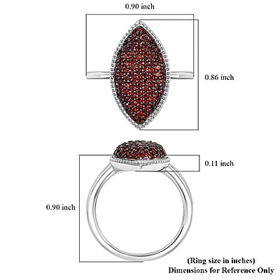 D'Joy Premium Mozambique Garnet 1.00 ctw Scarlet Radiance Ring in Rhodium Over Sterling Silver (Size 10.0)