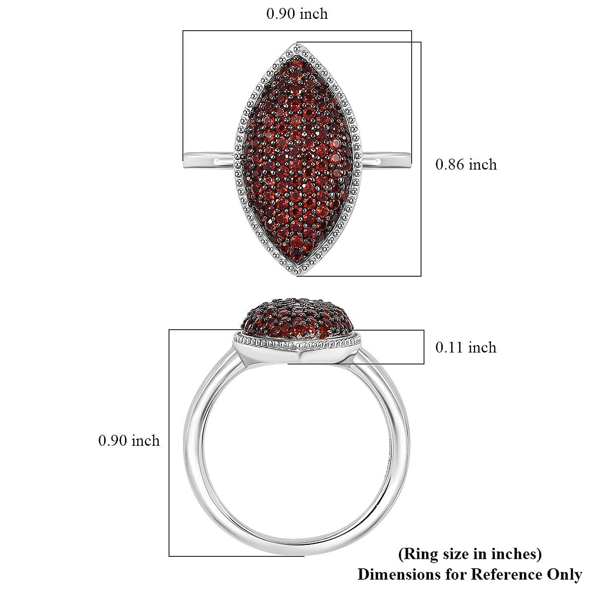 D'Joy Premium Mozambique Garnet 1.00 ctw Scarlet Radiance Ring in Rhodium Over Sterling Silver (Size 8.0)