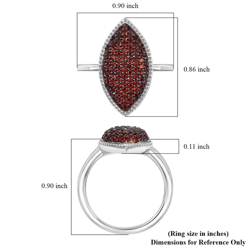 D'Joy Premium Mozambique Garnet 1.00 ctw Scarlet Radiance Ring in Rhodium Over Sterling Silver (Size 8.0)