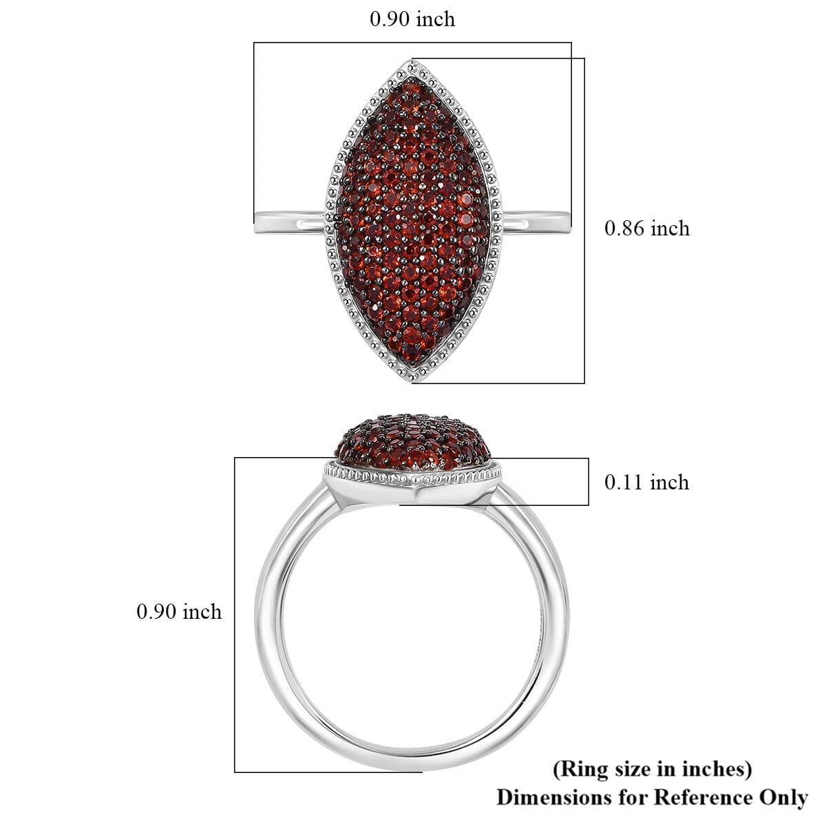 Premium Mozambique Garnet 1.00 ctw Scarlet Radiance Ring in Rhodium Over Sterling Silver (Size 9.0) image number 5