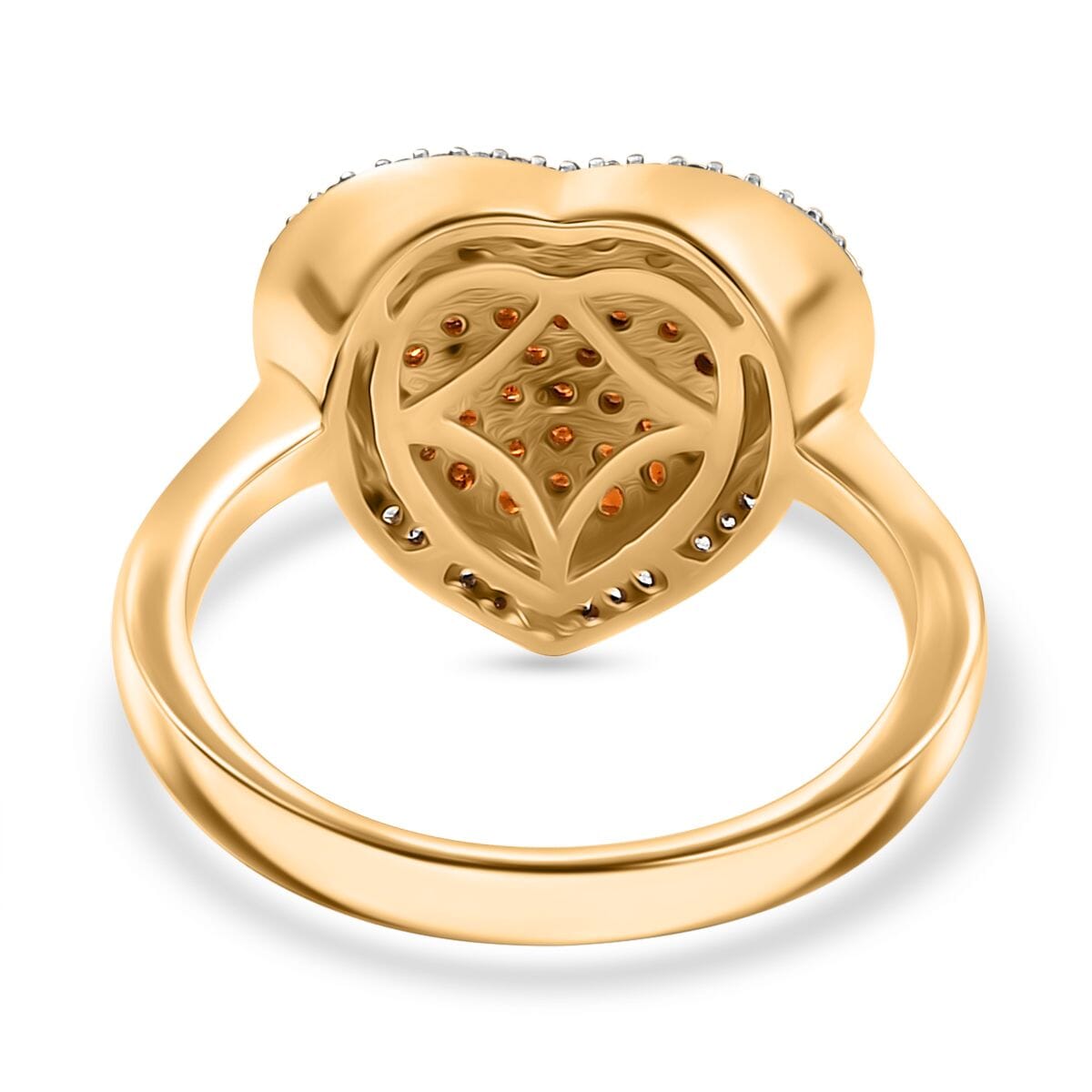 Premium Mozambique Garnet and White Zircon 1.35 ctw Heart Ring in 18K Vermeil Yellow Gold Over Sterling Silver (Size 8.0) image number 4