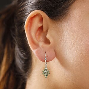 D'Joy Tanzanian Natural Green Apatite 1.75 ctw Earrings in Rhodium Over Sterling Silver
