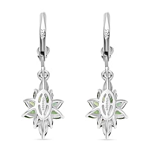 D'Joy Tanzanian Natural Green Apatite 1.75 ctw Earrings in Rhodium Over Sterling Silver