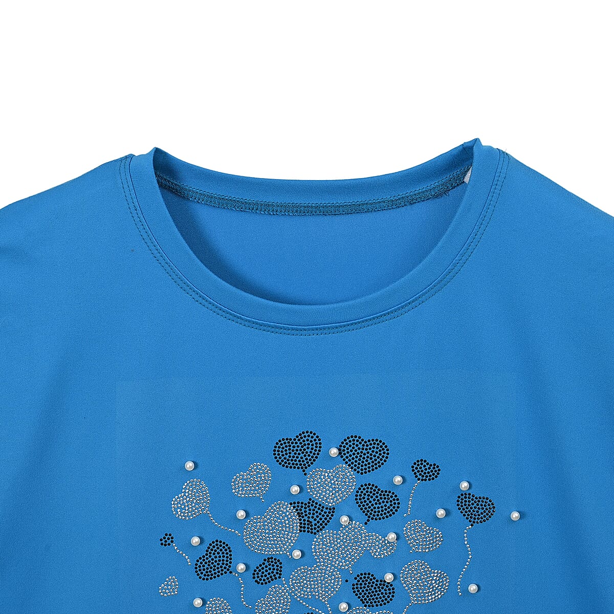 Blue Bike Crystal Bejeweled Bat Wing Short Sleeve Shirt - One Size Fits Most image number 3