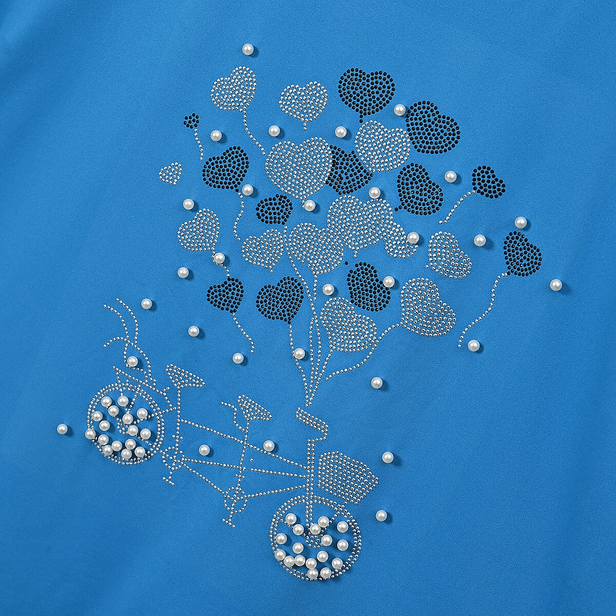 Blue Bike Crystal Bejeweled Bat Wing Short Sleeve Shirt - One Size Fits Most image number 4