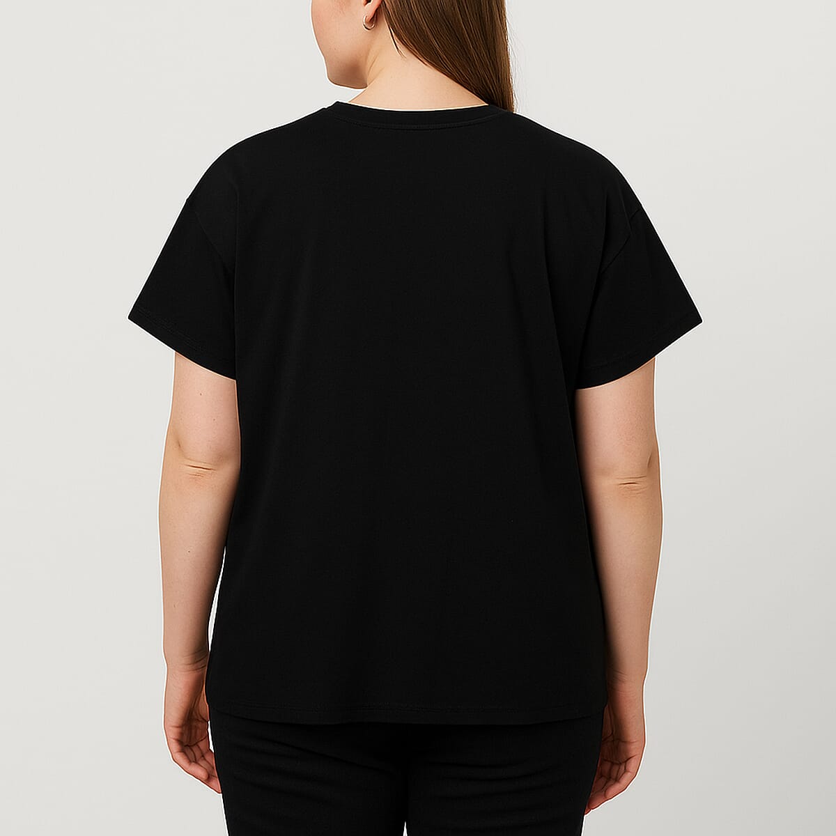 Black Floral Crystal Bejeweled Bat Wing Short Sleeve Shirt - One Size Fits Most image number 2