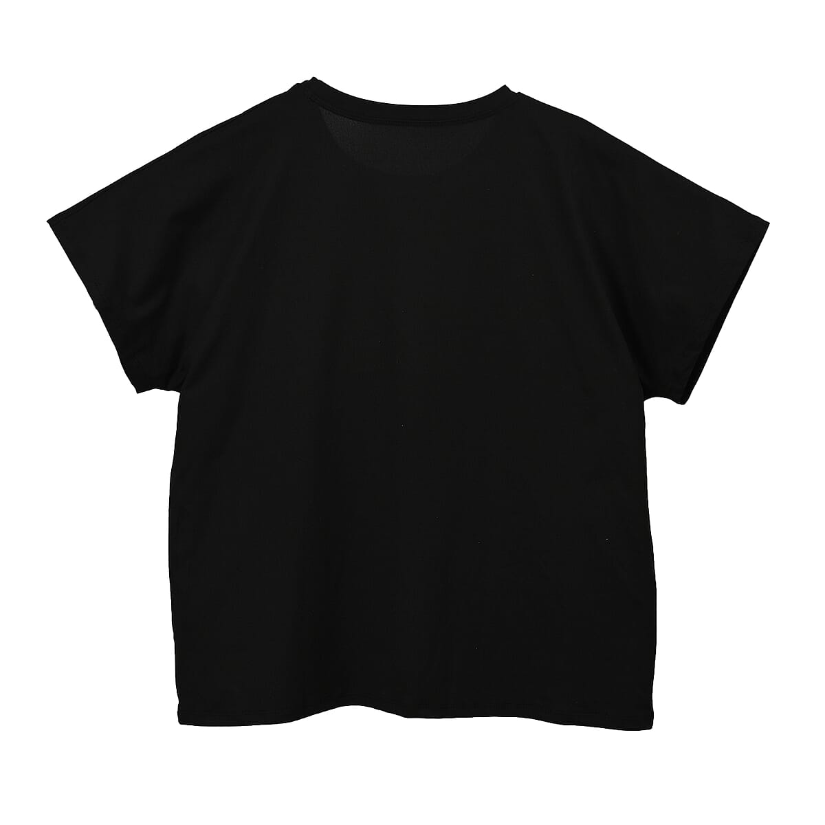 Black Floral Crystal Bejeweled Bat Wing Short Sleeve Shirt - One Size Fits Most image number 5