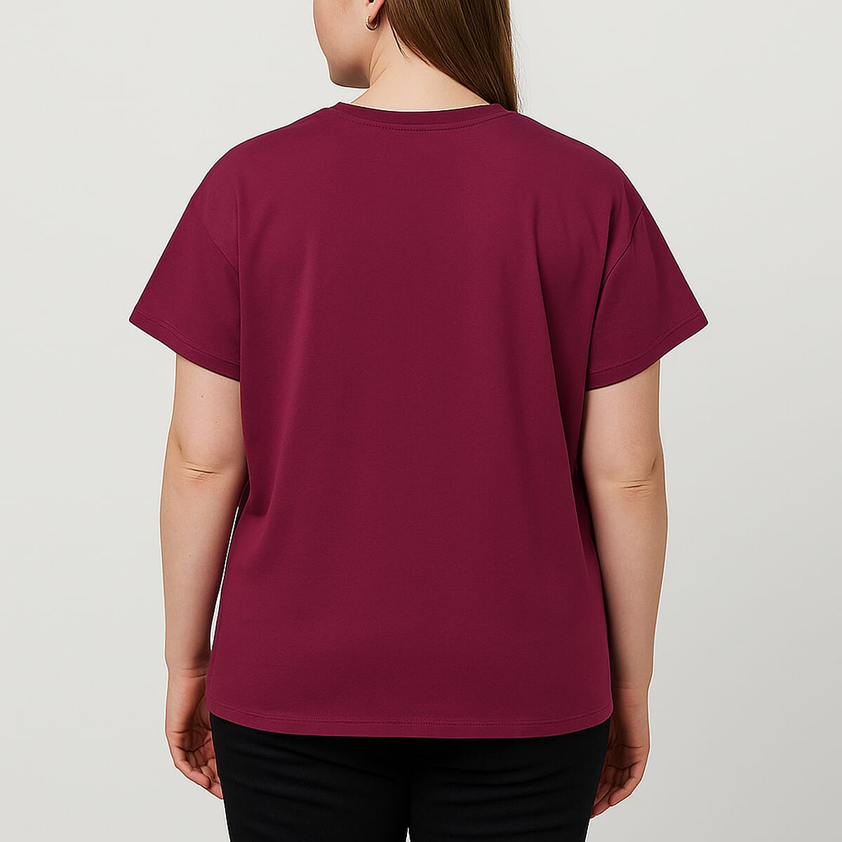 Berry Leaf Crystal Bejeweled Bat Wing Short Sleeve Shirt - One Size Fits Most image number 2