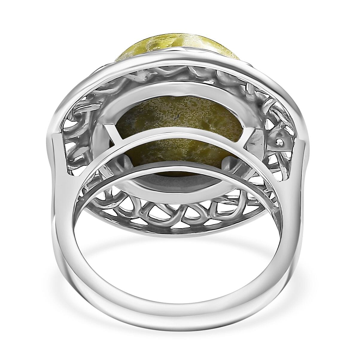 D'Joy Artisan Crafted Connemara Marble 10.00 ctw Ring in Black Oxidized Sterling Silver (Size 5.0) image number 4