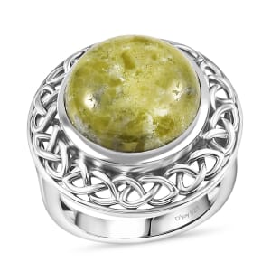 Artisan Crafted Connemara Marble 10.00 ctw Ring in Black Oxidized Sterling Silver (Size 6.0)