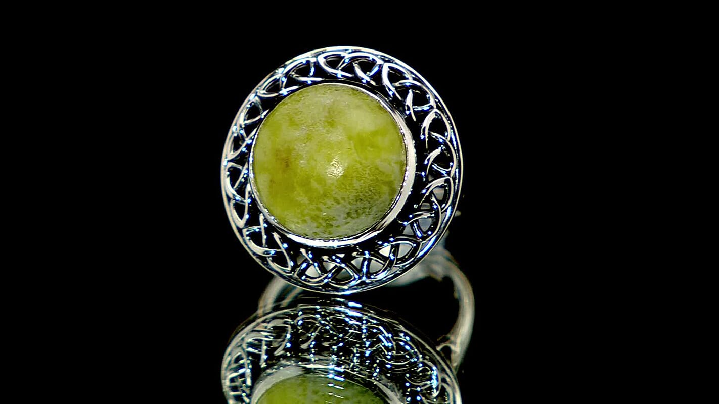 Artisan Crafted Connemara Marble 10.00 ctw Ring in Black Oxidized Sterling Silver