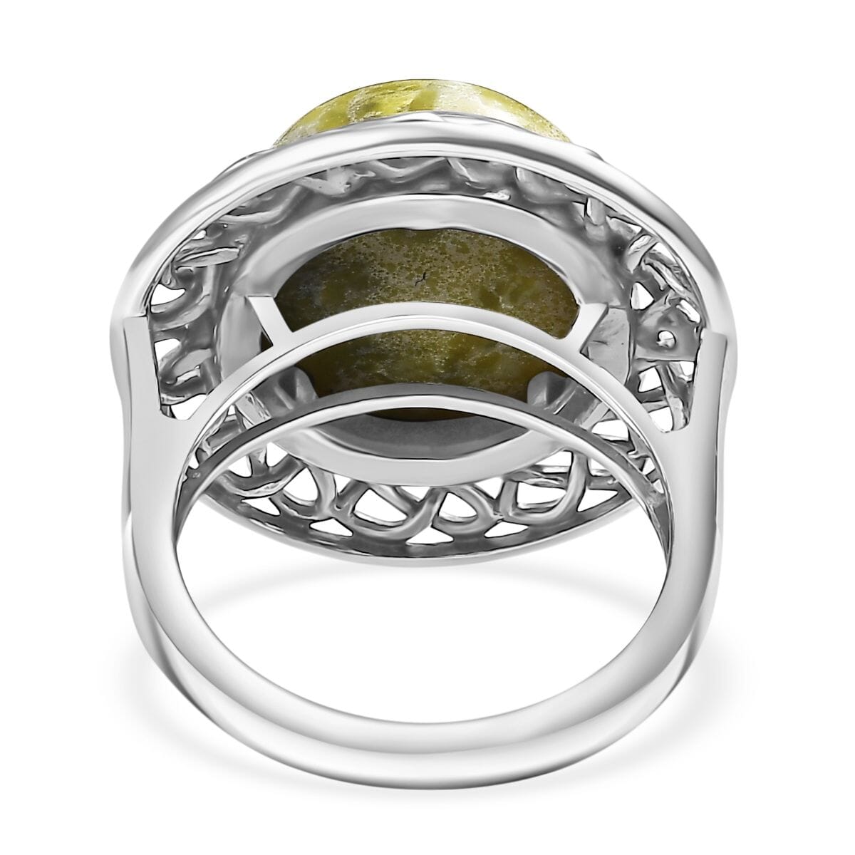 Artisan Crafted Connemara Marble 10.00 ctw Ring in Black Oxidized Sterling Silver (Size 6.0) image number 4