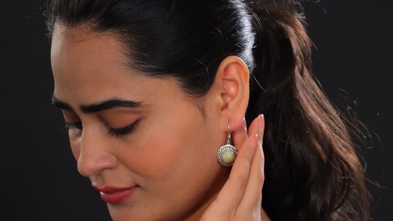 D'Joy Artisan Crafted Connemara Marble 8.35 ctw Lever Back Earrings in Black Oxidized Sterling Silver