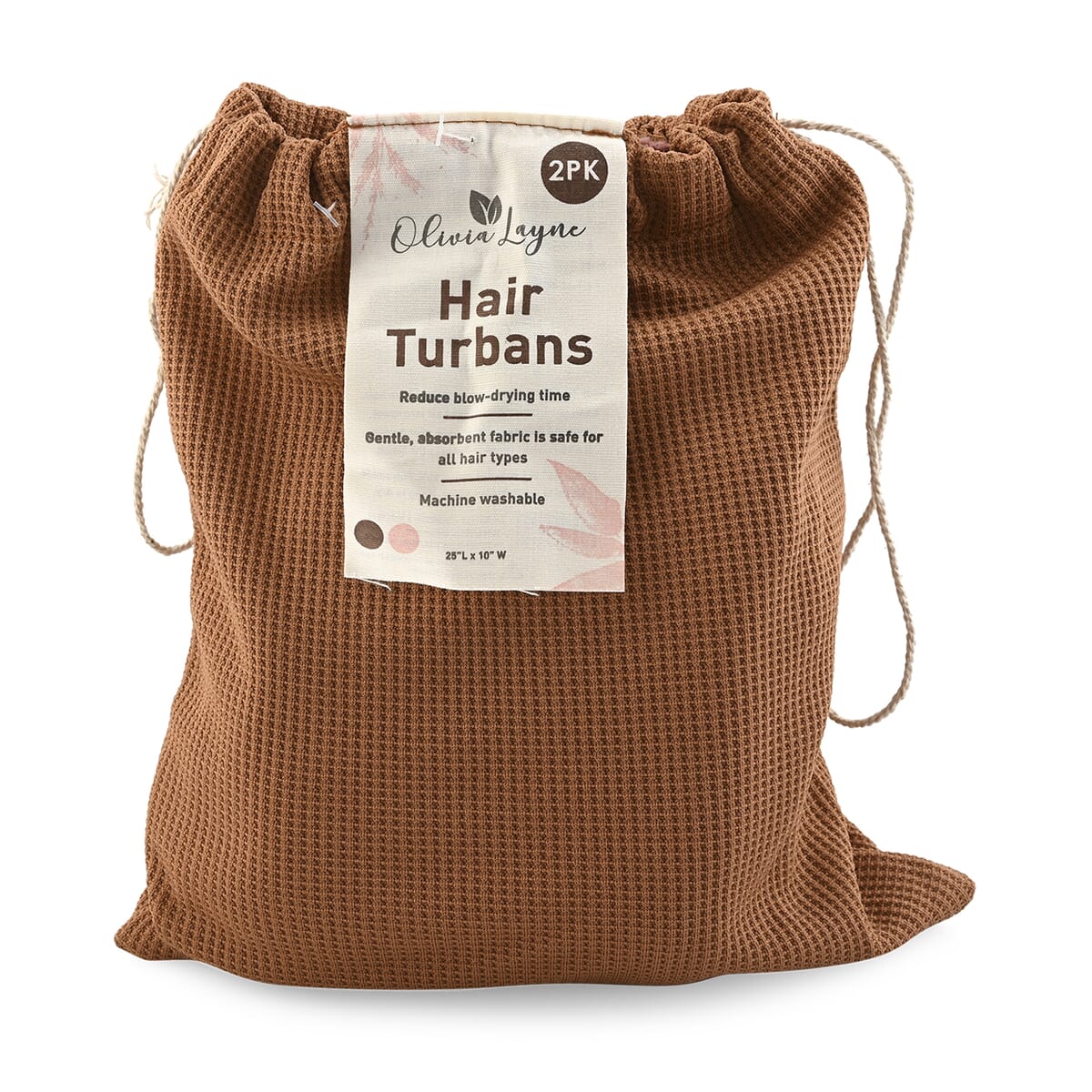 Closeout OliviaLayne 2 Pack Coffee & Pink Turban Set image number 6