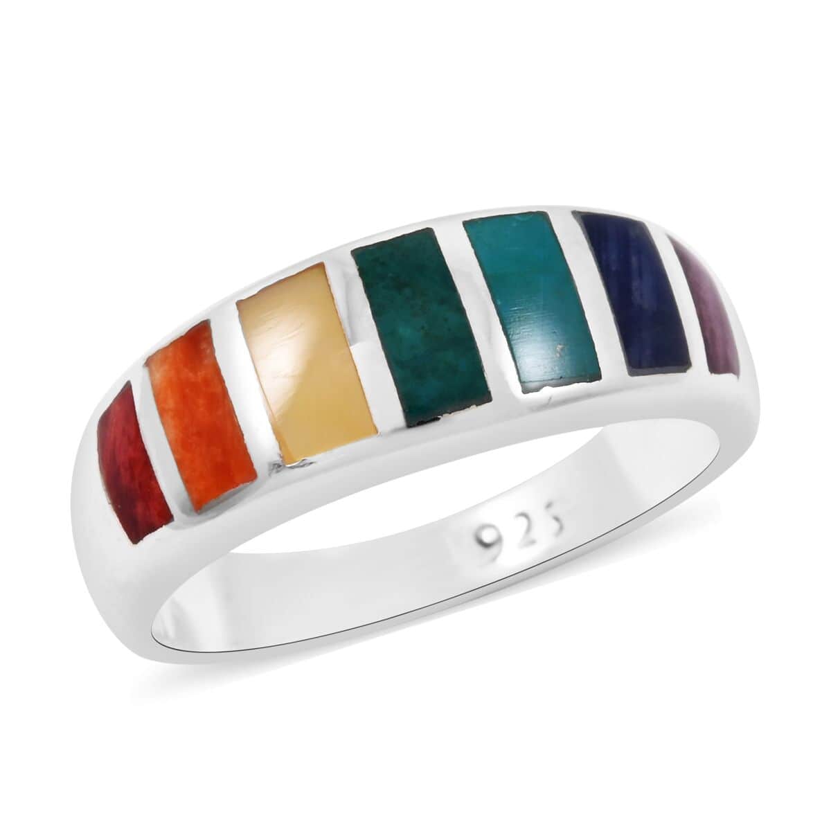 Peruvian Artistry Multi Color Multi Gemstone 0.60 ctw Ring in Sterling Silver (Size 5.0) image number 0