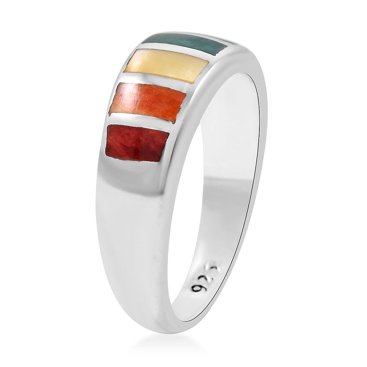 Peruvian Artistry Multi Color Multi Gemstone 0.60 ctw Ring in Sterling Silver (Size 8.0) image number 3