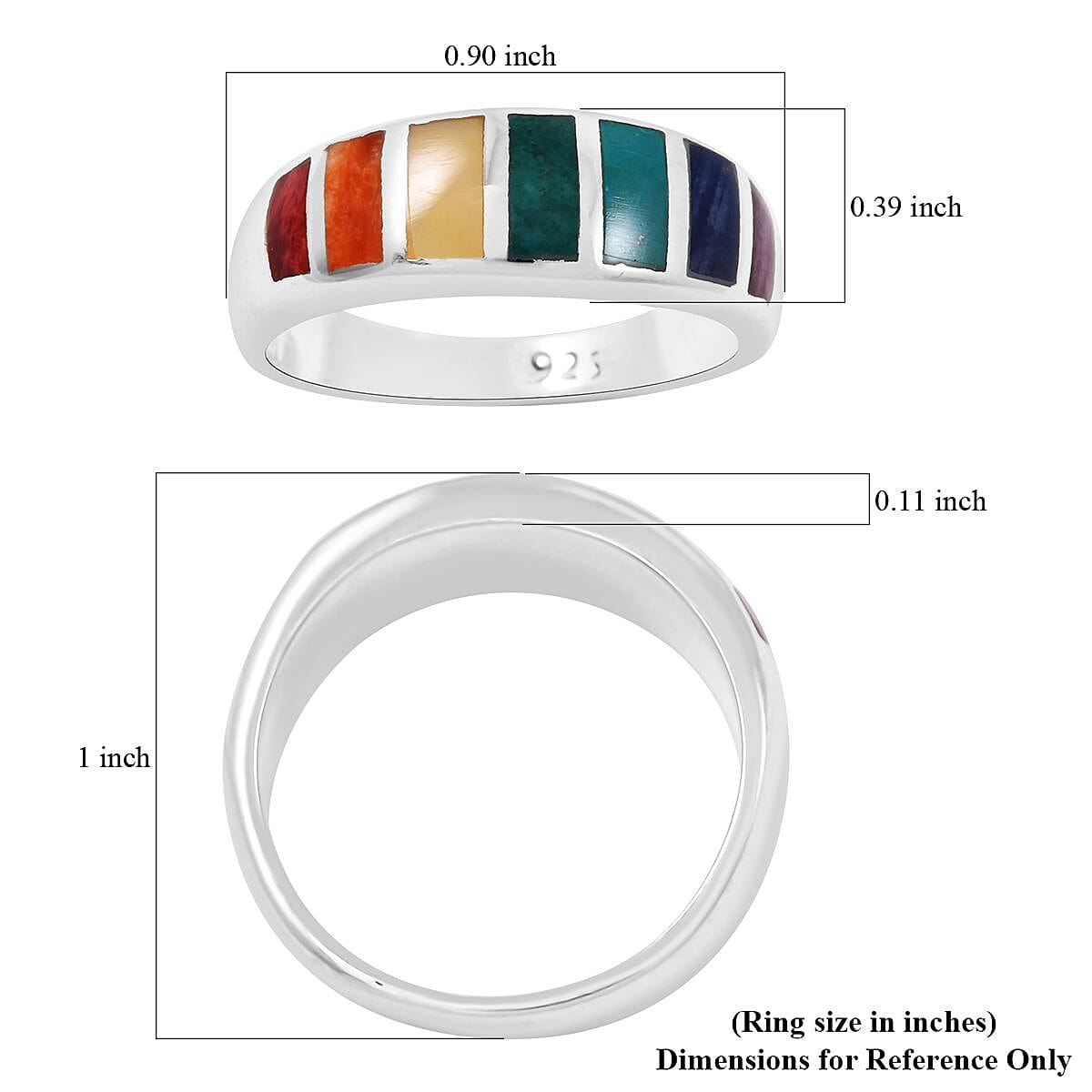 Peruvian Artistry Multi Color Multi Gemstone 0.60 ctw Ring in Sterling Silver (Size 8.0) image number 4